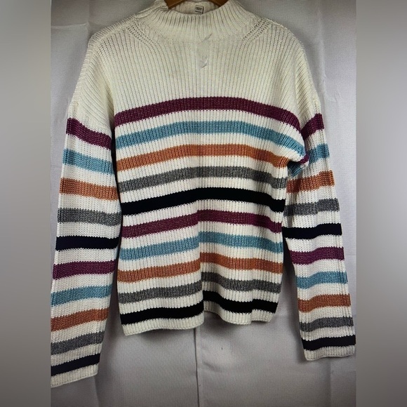 St Johns Bay Womens Knit Stripped Multicolored Sweater Size XL New - Picture 1 of 9